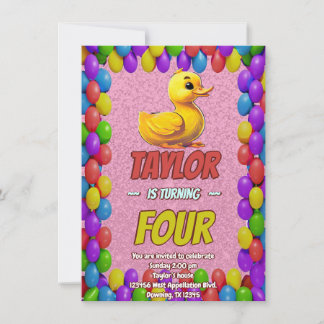 Rubber Duck Niedlich Personalisierten Geburtstag E Einladung