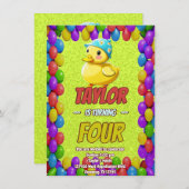 Rubber Duck Niedlich Personalisierten Geburtstag E Einladung (Vorne/Hinten)