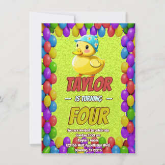 Rubber Duck Niedlich Personalisierten Geburtstag E Einladung