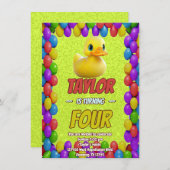 Rubber Duck Niedlich Personalisierten Geburtstag E Einladung (Vorne/Hinten)