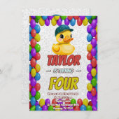 Rubber Duck Niedlich Personalisierten Geburtstag E Einladung (Vorne/Hinten)