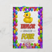 Rubber Duck Niedlich Personalisierten Geburtstag E Einladung (Vorne/Hinten)