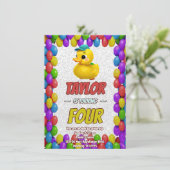 Rubber Duck Niedlich Personalisierten Geburtstag E Einladung (Stehend Vorderseite)