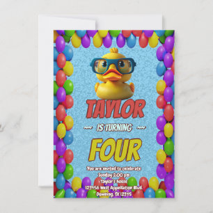 Rubber Duck Niedlich Personalisierten Geburtstag E Einladung