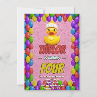 Rubber Duck Niedlich Personalisierten Geburtstag E Einladung