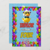 Rubber Duck Niedlich Personalisierten Geburtstag E Einladung (Vorne/Hinten)