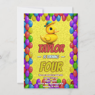 Rubber Duck Niedlich Personalisierten Geburtstag E Einladung