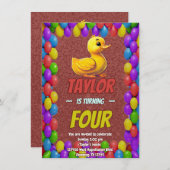 Rubber Duck Niedlich Personalisierten Geburtstag E Einladung (Vorne/Hinten)