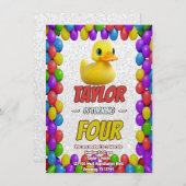 Rubber Duck Niedlich Personalisierten Geburtstag E Einladung (Vorne/Hinten)