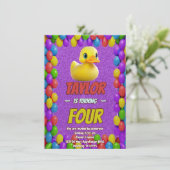 Rubber Duck Niedlich Personalisierten Geburtstag E Einladung (Stehend Vorderseite)