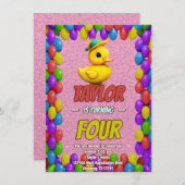 Rubber Duck Niedlich Personalisierten Geburtstag E Einladung (Vorne/Hinten)