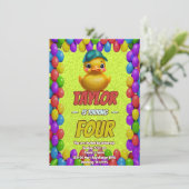 Rubber Duck Niedlich Personalisierten Geburtstag E Einladung (Stehend Vorderseite)