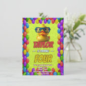 Rubber Duck Niedlich Personalisierten Geburtstag E Einladung (Stehend Vorderseite)