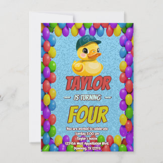 Rubber Duck Niedlich Personalisierten Geburtstag E Einladung