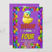 Rubber Duck Niedlich Personalisierten Geburtstag E Einladung (Vorne/Hinten)