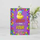 Rubber Duck Niedlich Personalisierten Geburtstag E Einladung (Stehend Vorderseite)
