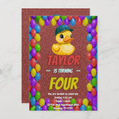 Rubber Duck Niedlich Personalisierten Geburtstag E Einladung (Vorne/Hinten)