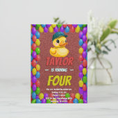Rubber Duck Niedlich Personalisierten Geburtstag E Einladung (Stehend Vorderseite)