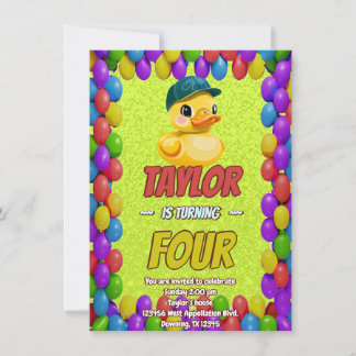 Rubber Duck Niedlich Personalisierten Geburtstag E Einladung
