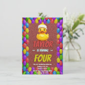 Rubber Duck Niedlich Personalisierten Geburtstag E Einladung (Stehend Vorderseite)