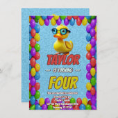 Rubber Duck Niedlich Personalisierten Geburtstag E Einladung (Vorne/Hinten)