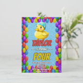 Rubber Duck Niedlich Personalisierten Geburtstag E Einladung (Stehend Vorderseite)