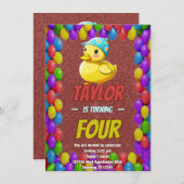 Rubber Duck Niedlich Personalisierten Geburtstag E Einladung (Vorne/Hinten)