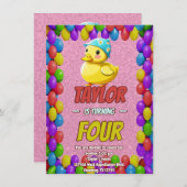 Rubber Duck Niedlich Personalisierten Geburtstag E Einladung (Vorne/Hinten)