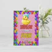 Rubber Duck Niedlich Personalisierten Geburtstag E Einladung (Stehend Vorderseite)