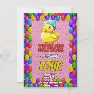 Rubber Duck Niedlich Personalisierten Geburtstag E Einladung