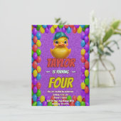 Rubber Duck Niedlich Personalisierten Geburtstag E Einladung (Stehend Vorderseite)