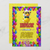 Rubber Duck Niedlich Personalisierten Geburtstag E Einladung (Vorne/Hinten)