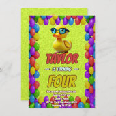 Rubber Duck Niedlich Personalisierten Geburtstag E Einladung (Vorne/Hinten)