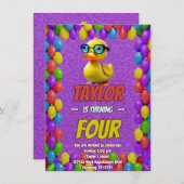 Rubber Duck Niedlich Personalisierten Geburtstag E Einladung (Vorne/Hinten)