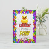 Rubber Duck Niedlich Personalisierten Geburtstag E Einladung (Stehend Vorderseite)