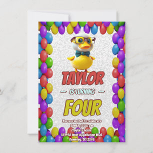 Rubber Duck Niedlich Personalisierten Geburtstag E Einladung