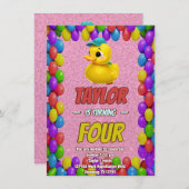 Rubber Duck Niedlich Personalisierten Geburtstag E Einladung (Vorne/Hinten)