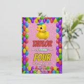 Rubber Duck Niedlich Personalisierten Geburtstag E Einladung (Stehend Vorderseite)