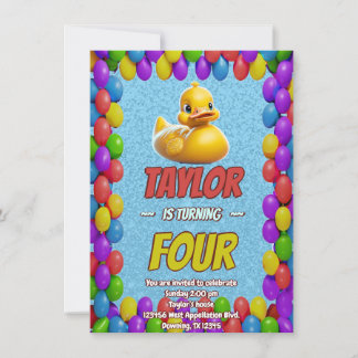 Rubber Duck Niedlich Personalisierten Geburtstag E Einladung