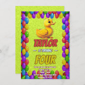 Rubber Duck Niedlich Personalisierten Geburtstag E Einladung (Vorne/Hinten)