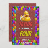 Rubber Duck Niedlich Personalisierten Geburtstag E Einladung (Vorne/Hinten)