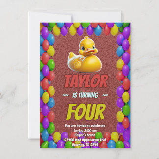 Rubber Duck Niedlich Personalisierten Geburtstag E Einladung