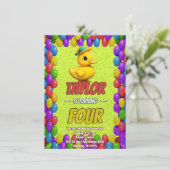 Rubber Duck Niedlich Personalisierten Geburtstag E Einladung (Stehend Vorderseite)