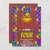 Rubber Duck Niedlich Personalisierten Geburtstag E Einladung (Vorne/Hinten)