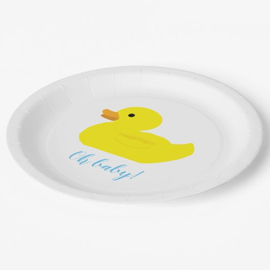Rubber Duck Party Baby Shower BABY Pappteller (Schrägansicht)