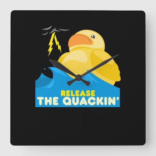 Rubber Duck Quadratische Wanduhr (Vorderseite)