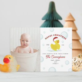 Rubber Duck Santa Bubbles Weihnachtsfest Foto Feiertagskarte
