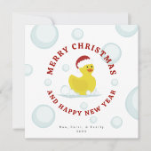 Rubber Duck Santa Christmas Bubbles Foto Karte (Vorderseite)