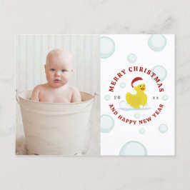 Rubber Duck Santa Christmas Foto Blasen Feiertagspostkarte