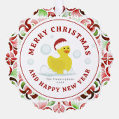 Rubber Duck Santa Christmas Foto Ornament Karte (Vorderseite)